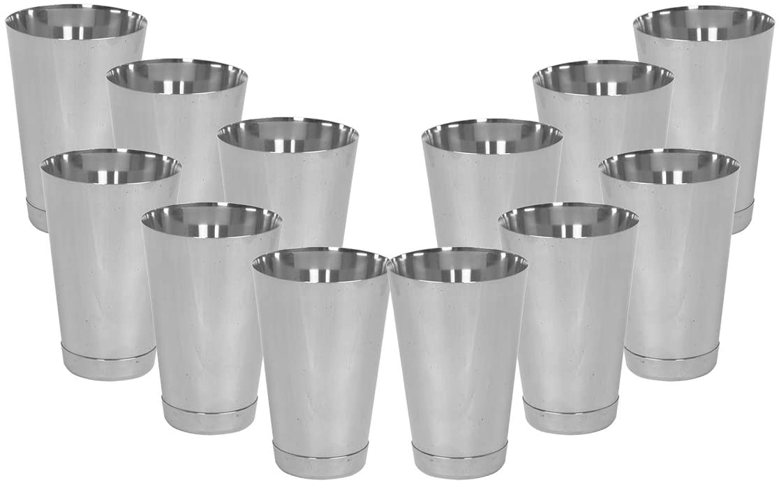 Stainless Steel Bar Shaker with Straight Lip, Malt Cup for Mixing Cocktail, Barware 30 OZ Set of 1, 2, 6, or 12 Pieces