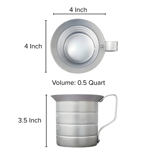 Liquid Measuring Cup, Riveted Handle, Seamless Construction, Heavy-Duty, Aluminum