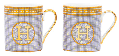 Coffee Mugs Set of 2 - Bone China Mugs with Mosaic Pattern Fancy Mugs for Coffee, Tea, or Drinking 10 Oz for Daily use, a Gift or all Occasions