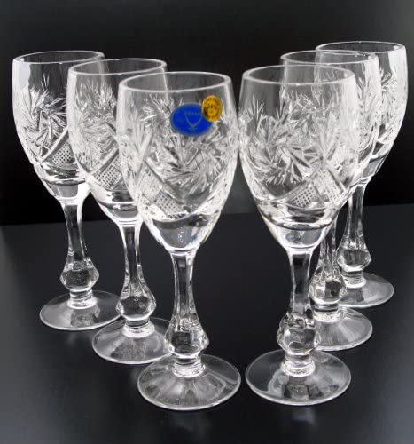 Set of 6 Vintage Cut Crystal Liquor Glasses 2 oz