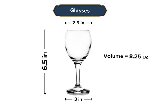 Wine Glasses – 8.25 Ounce Crystal Clear Stemmed Goblets, Perfect for Red Wine, Champagne and Cocktails – Elegant Glassware for Parties and Everyday Use