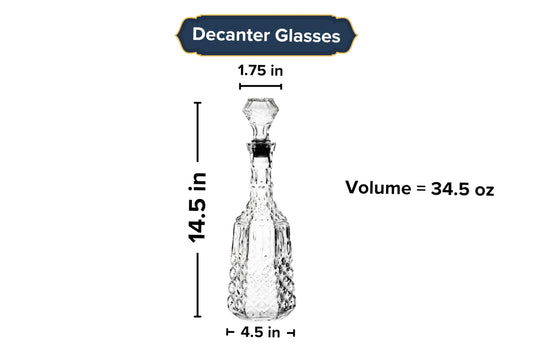 GIFTS PLAZA Liquor Decanter Glass - 35.5 Ounce Whiskey Decanter Glass Alcohol Bottle for Tequila, Bourbon, Brandy, Rum and Vodka - Unique Liquor Bar and Party Decorations