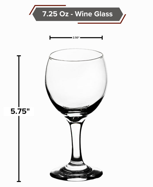 GIFTS PLAZA Goblet Glasses - 7.25 Ounce Modern Stemmed Glassware -Crystal Clear Drinking Glass for Cocktails, Mocktails, Champagne, Wine and More - Ideal for Home, Kitchen and Bar