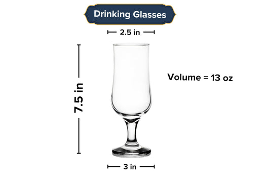 GIFTS PLAZA Champagne Flutes - 13 Ounce Clear Stemmed Vintage Crystal Glassware - Perfect Drinking Glasses for Wine, Cocktails, Martini, Margarita, and Bar Set Essentials
