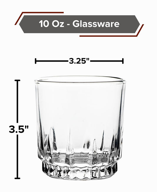 Crystal Clear Old Fashioned Glass - Lowball Glasses - 10 oz. Cute Style Drinkware for Whiskey, Bourbon, Vodka and Beverages - Ideal for Bar and Home