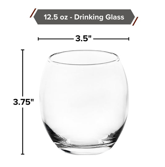 GIFTS PLAZA Elegant Drinking Glasses 12.5 Ounce - Crystal Clear Glassware for Wine, Water, Juice and Beverages - Stemless Glass for Home, Kitchen and Bar