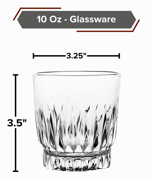 Double Old Fashioned Whiskey Glass - Clear Drinking Glasses - 10 oz. Rock Glass for Liquor, Scotch, Bourbon-Dishwasher Safe Rocks Glasses for Bar, Kitchen and Home