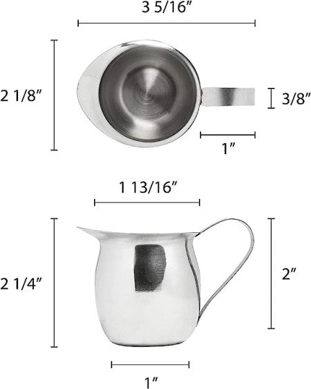 3 oz Stainless Steel Silver Bell Creamer Cream Pitcher for Milk, Barware Set of 1, 2, 6, or 12