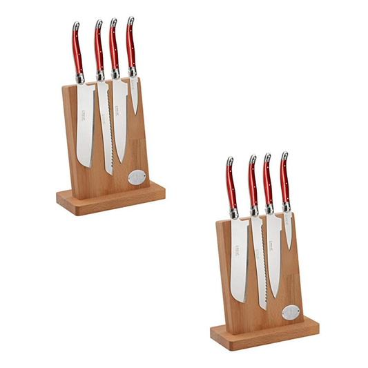 Laguiole French Knife Set on Magnetic Block, 4pc