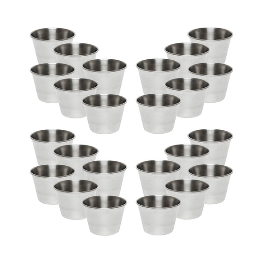 Stainless Steel Portion Cups 2.5 oz, Individual Condiment Sauce Cups - 2 1/2 Oz
