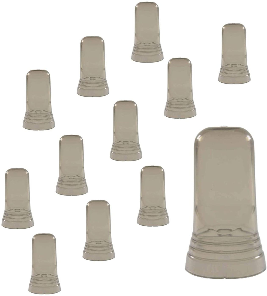 Universal Liquor and Alcohol Bottle Pourer Cover in Smoky-Clear Color, Plastic PVC, Barware (12 PC)