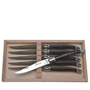GIFTS PLAZA Steak Knives - 6 Piece, Stainless Steel Cutlery Set in a Tray - Rust Resistant and Ideal Addition to Home and Kitchen - For Everyday Use
