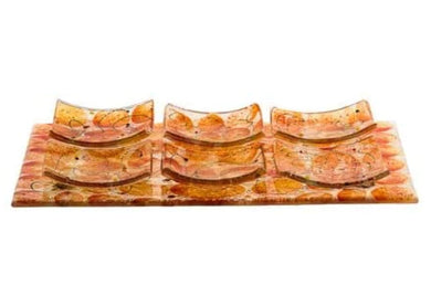 (D) Judaica Seder Plate Orange Glass Passover Plate For Pesach 12x8