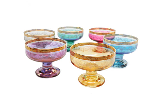 Italian Collection 'Rainbow' Crystal Colored Ice Cream Bowl, Dessert Cup Vintage