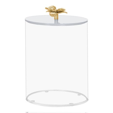Gifts Plaza (D) Cookie Jar White Lid and Gold Flower Handle Decorative for Kitchen