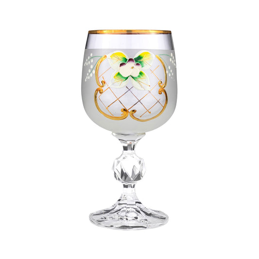Crystalex 6pc Bohemia Colored Crystal White Wine Goblets Set, 24K Gold