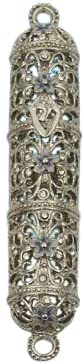 (D) Judaica Venezia Enameled Flowers and Sparkling Crystals (Silver)