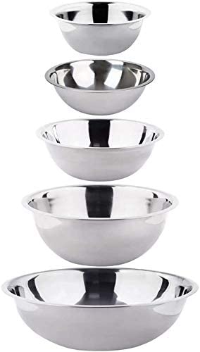 Stainless Steel Mixing Bowl for Cooking 3-4-5-8-13 Qt 5 Pc, Bakeware