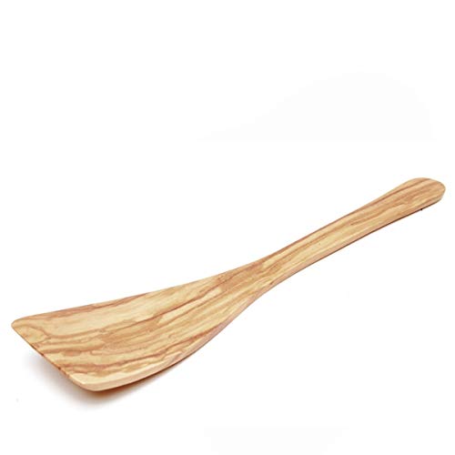(D) Berard French Olive Wood Curved Spatula, Vintage Hand Made Cooking Utensils