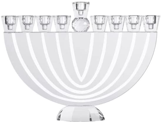 (D) Judaica Magnificent Crystal Menorah for Oil and Candles 14.6"x 9.8"