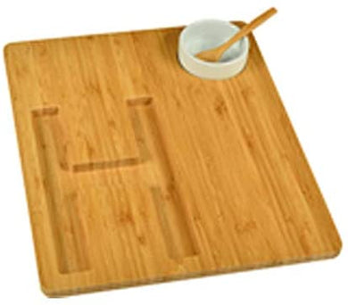 (D) Alphabet Bamboo Cheese Brown Charcuterie Board Wood Platter (H)