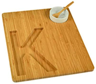 (D) Alphabet Bamboo Cheese Brown Charcuterie Board Wood Platter (K)