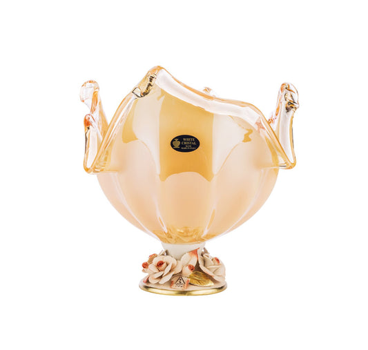 Footed Large Fruit Bowl 'Lambda' Centerpiece Fruit Bowl 12 Inch (Orange)