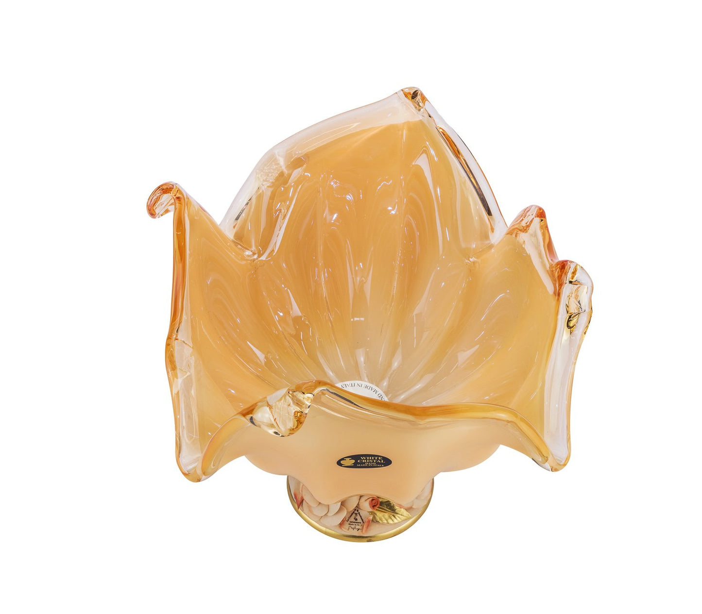 Footed Large Fruit Bowl 'Lambda' Centerpiece Fruit Bowl 12 Inch (Orange)