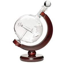 Plane Liquor Decanter 50oz Set with Wooden Stand, 2 Globe Glasses and Bar Funnel