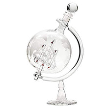 Ship Liquor Decanter 35oz Set with Glass Stand 2 Diamond Glasses and Bar Funnel