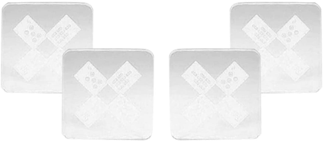 (D) Judaica Coasters Etched Glass Set of 4 Mah Jongg for Desk, Drinks