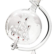 Ship Liquor Decanter 35oz Set with Glass Stand 2 Diamond Glasses and Bar Funnel