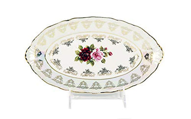 Royalty Porcelain Cobalt Blue Serving Tray 'Roses