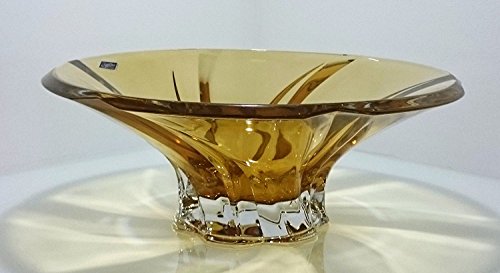 Decorative Crystal Fruit Bowl "Oklahoma Yellow" 12-in, Elegant Centerpiece Bud