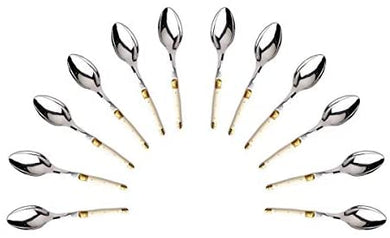 (D) Languiole Flatware, French Serving Spoon, Vintage, Hand Made (Ivory, 12 PC)