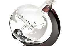 50 Oz Vodka or Liquor Etched Globe Decanter Set with Wooden Stand and Bar Funnel