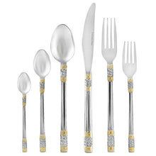 18/10 Flatware Service for 12-75 Piece Stainless Steel Set Polished Cutlery with Gold Accents 3 Piece Hostess Serving Ensemble in a Glossy Red Wooden Silverware Box