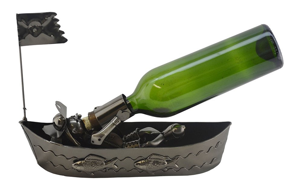 (D) Wine Bottle Holder, Pirate in Boat, Bar Counter Decoration