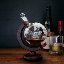 Denizli Spirits 50 Oz "Old-Fashioned Car" Vodka or Liquor Etched Globe Decanter with Wooden Stand