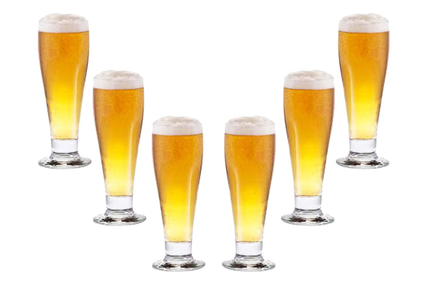 Beer Pilsner Glasses Set 10.5 Oz, Modern Clear Party Glassware Set of (6)