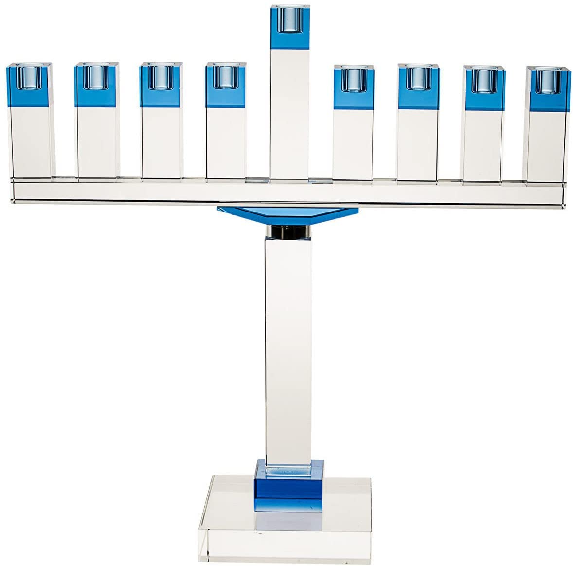 (D) Judaica Crystal Menorah for Oil Chanukah (Blue)