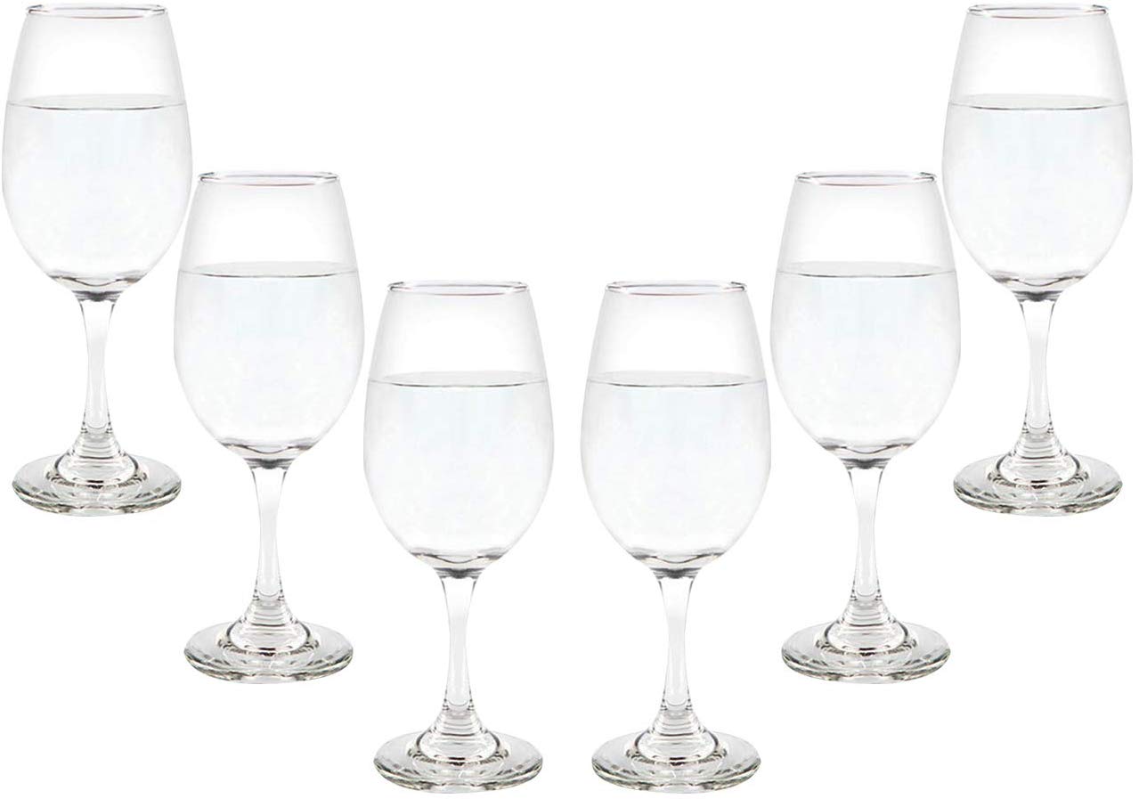 Rioja Stemmed Wine Glasses 12,75 Oz, Modern Crystal Clear Goblets Set (6)