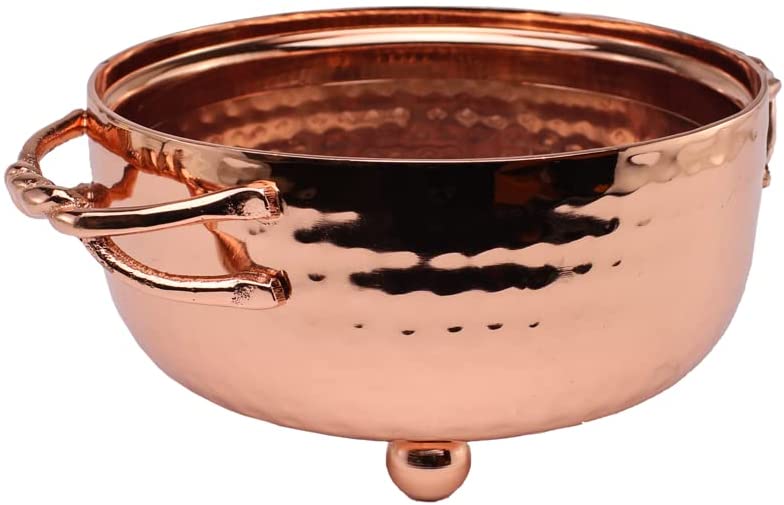 (D) Judaica Dip Bowl Serving Bowl For Parties with Handles (Small, Copper)
