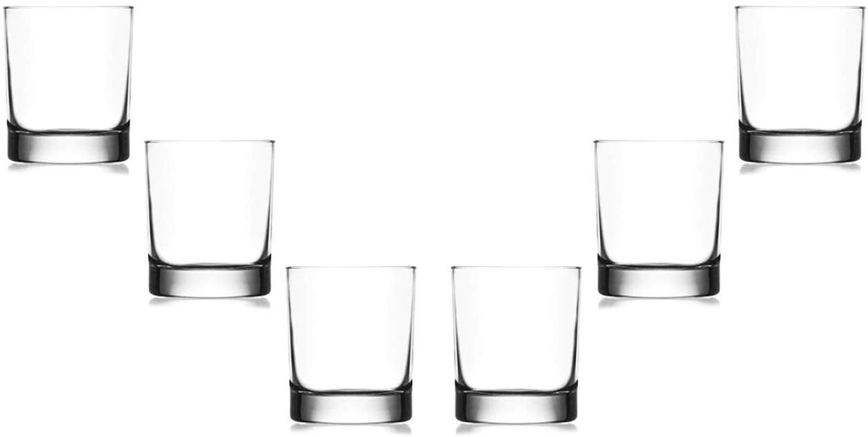 Ada Rocks Stemless Juice Glasses 10.25 Oz, Modern Clear Glassware Set of (6)
