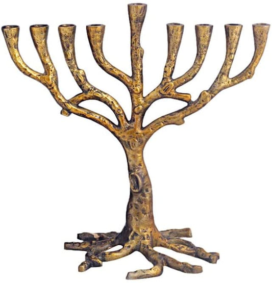 (D) Judaica Menorah Tree of Life for Chanukah Candles H 9"