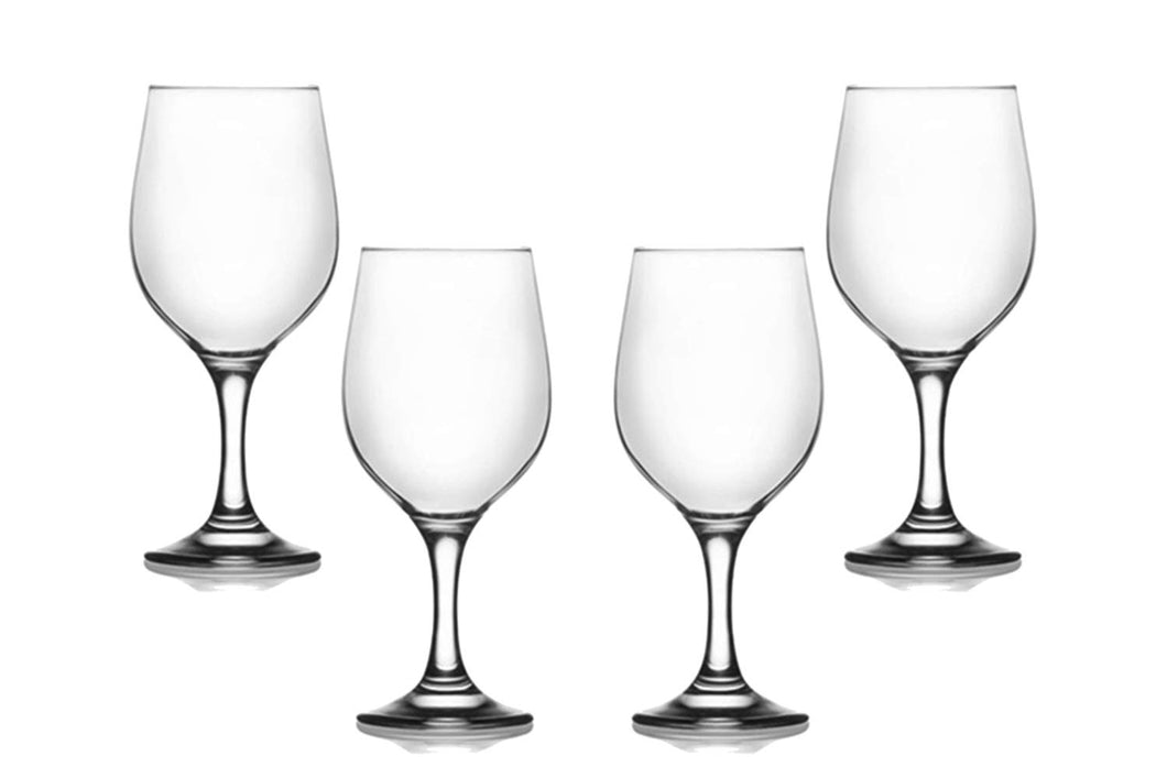 Fame Stemmed Wine Glasses 13.25 Oz, Modern Clear Goblets, Glassware Set of 4