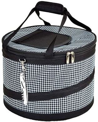 (D) Collapsible Party Tub 24 Can, Picnic Bag for Pie or Cake (Black White)