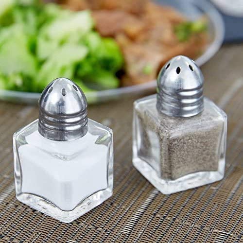Salt and Pepper Shakers Glass, Modern Style Kitchen Utensil 1.2 Oz (2 Pc)