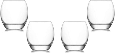 Empire Rocks Stemless Glasses Set 13.75 Oz, Modern Clear Glassware Set of (4)