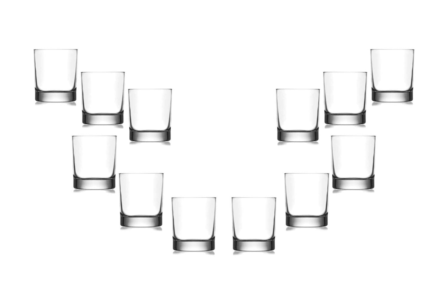 Ada Rocks Stemless Juice Glasses 10.25 Oz, Modern Clear Glassware Set of (12)